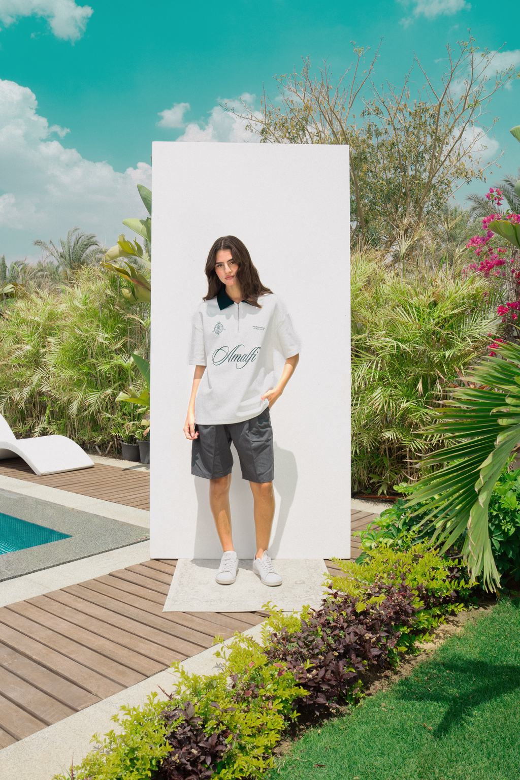 AMALFI WHITE ZIP POLO