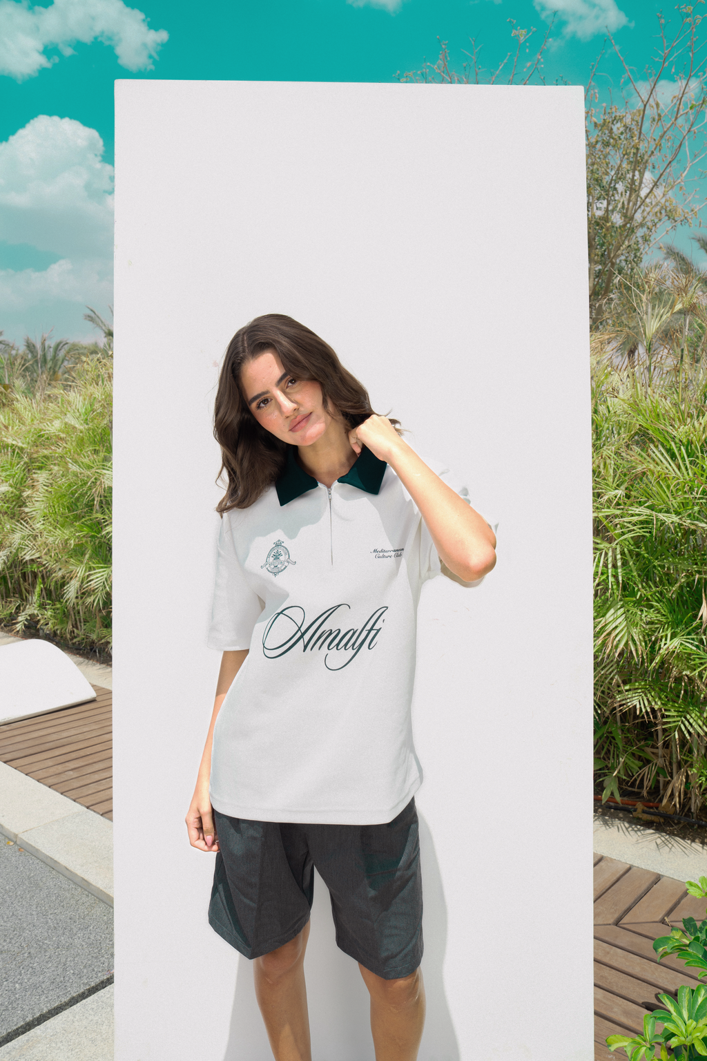 AMALFI WHITE ZIP POLO