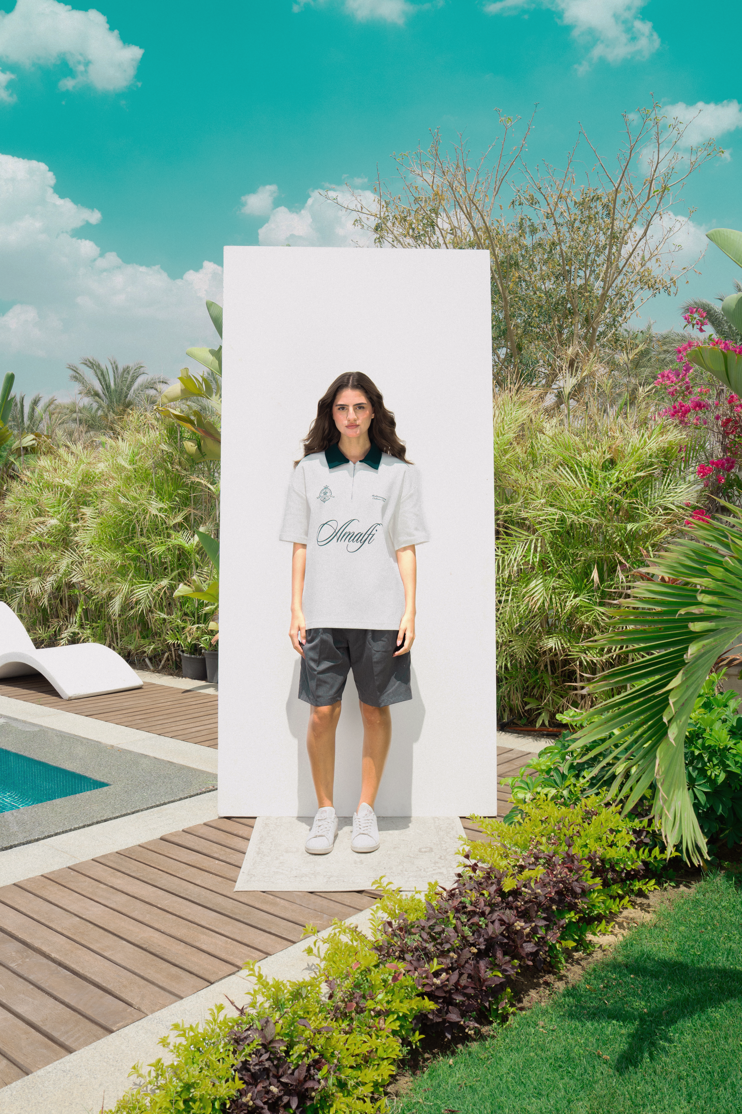 AMALFI WHITE ZIP POLO