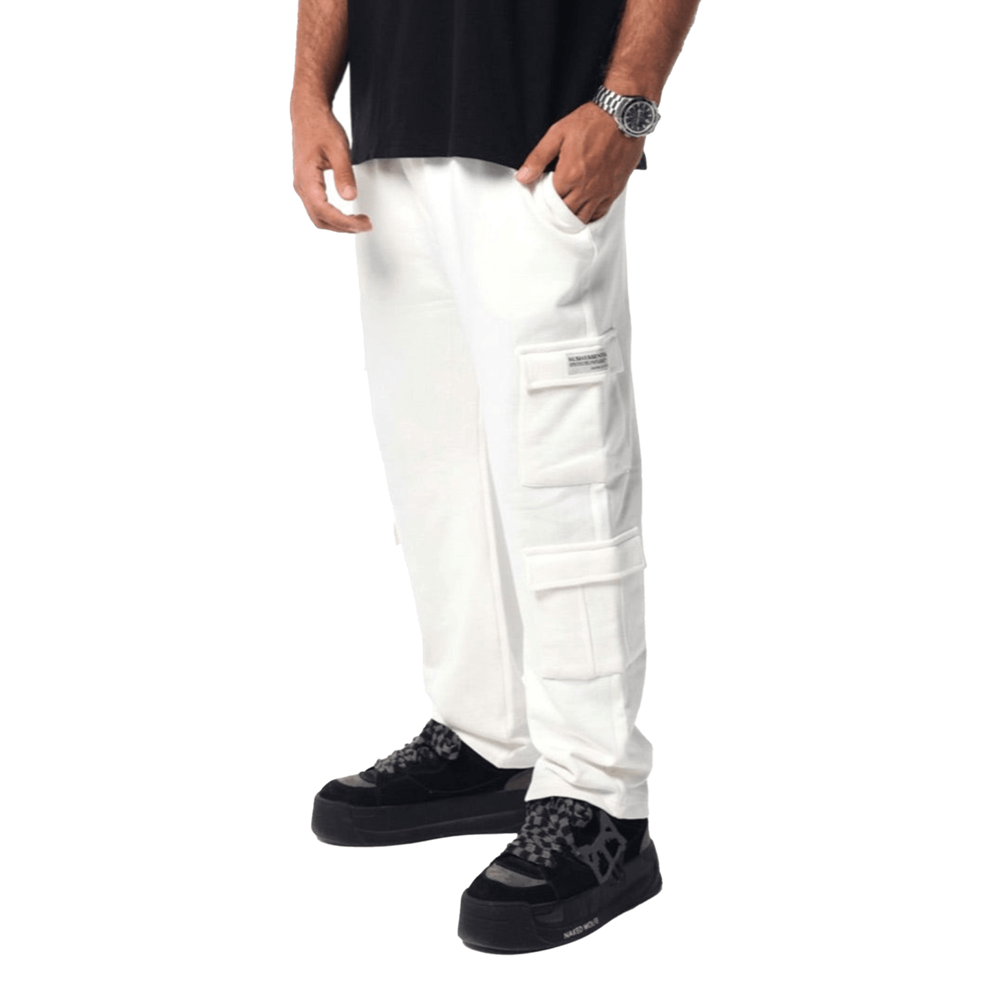 White Cargo Sweatpants