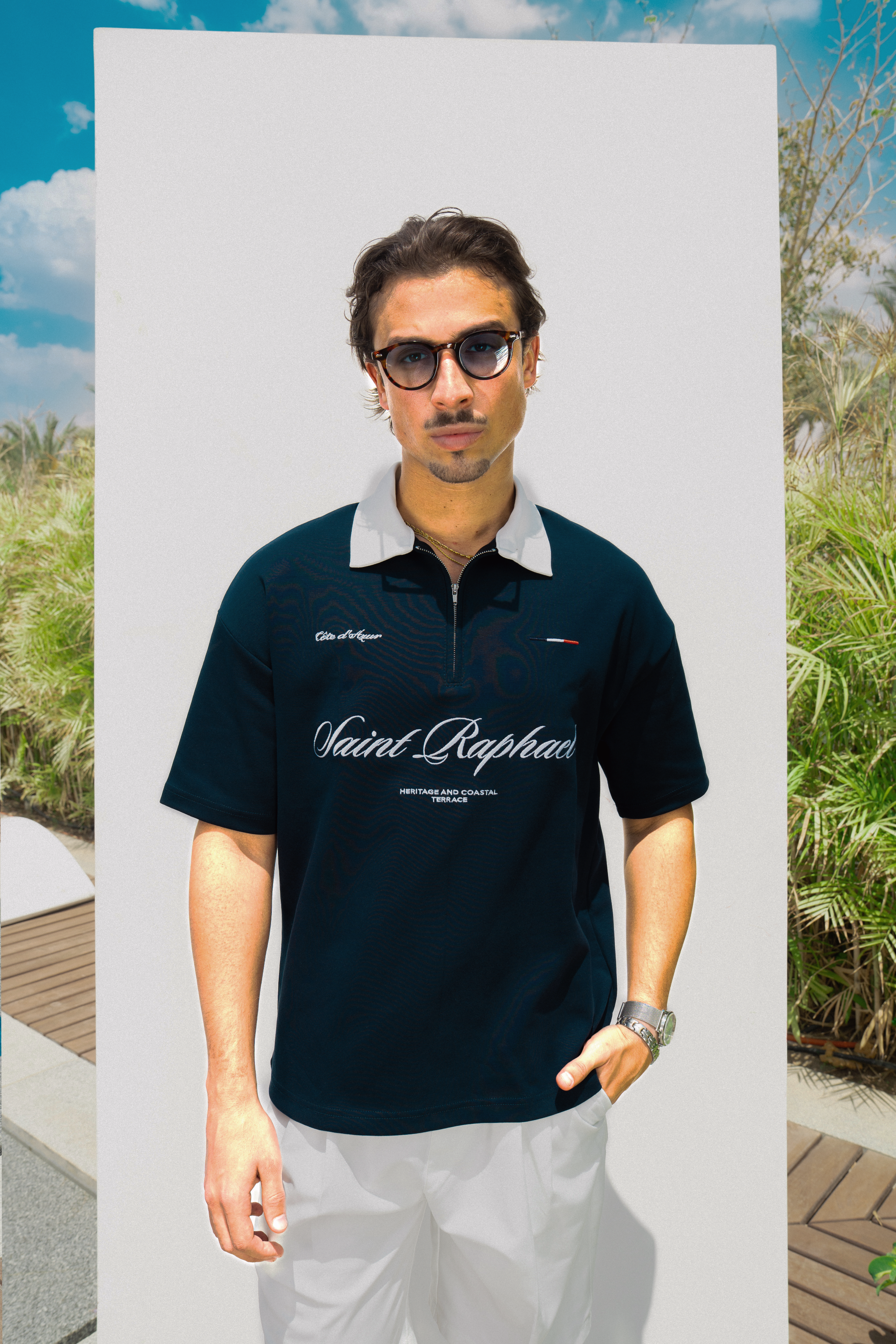 SAINT RAPHAEL NAVY ZIP POLO