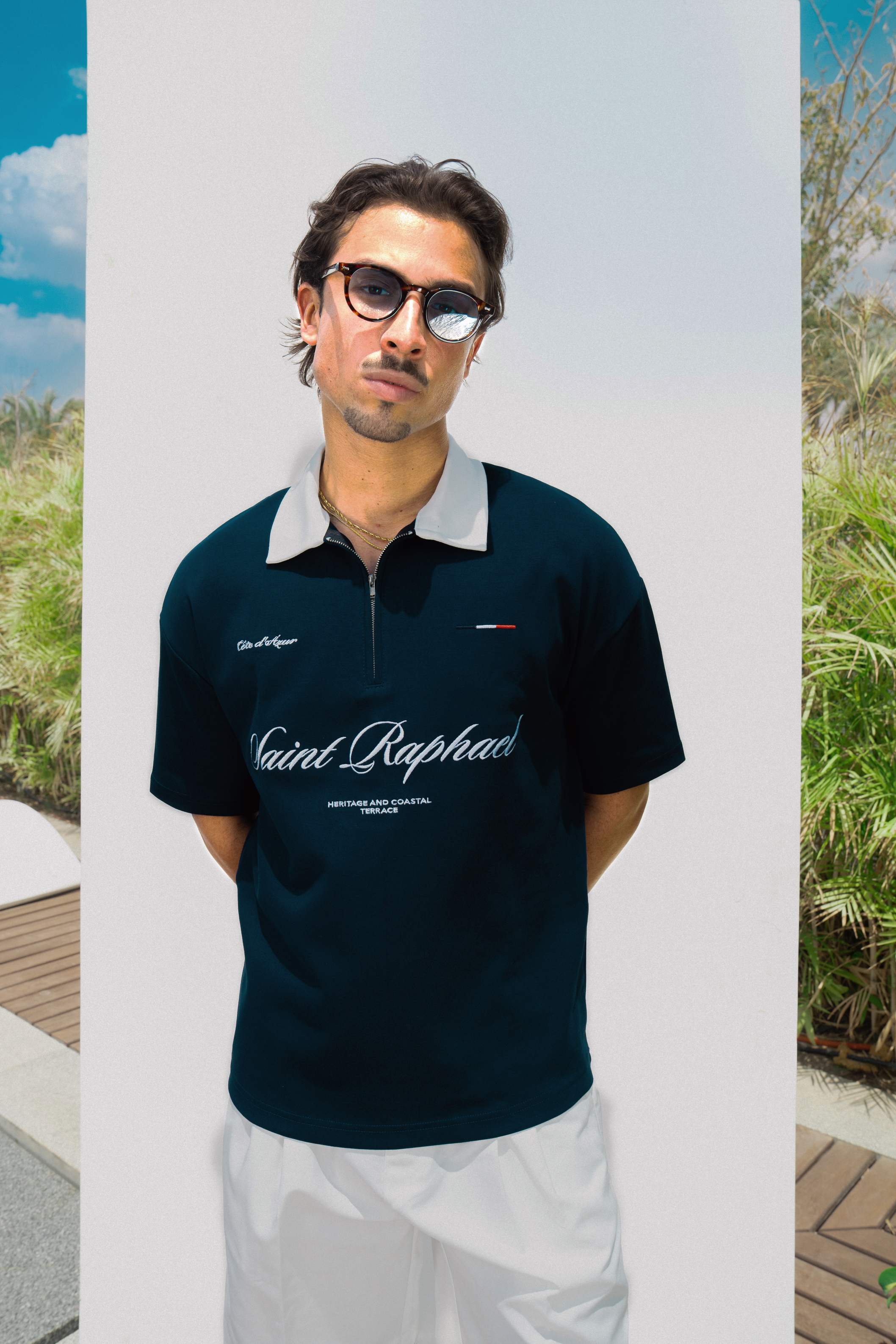 SAINT RAPHAEL NAVY ZIP POLO