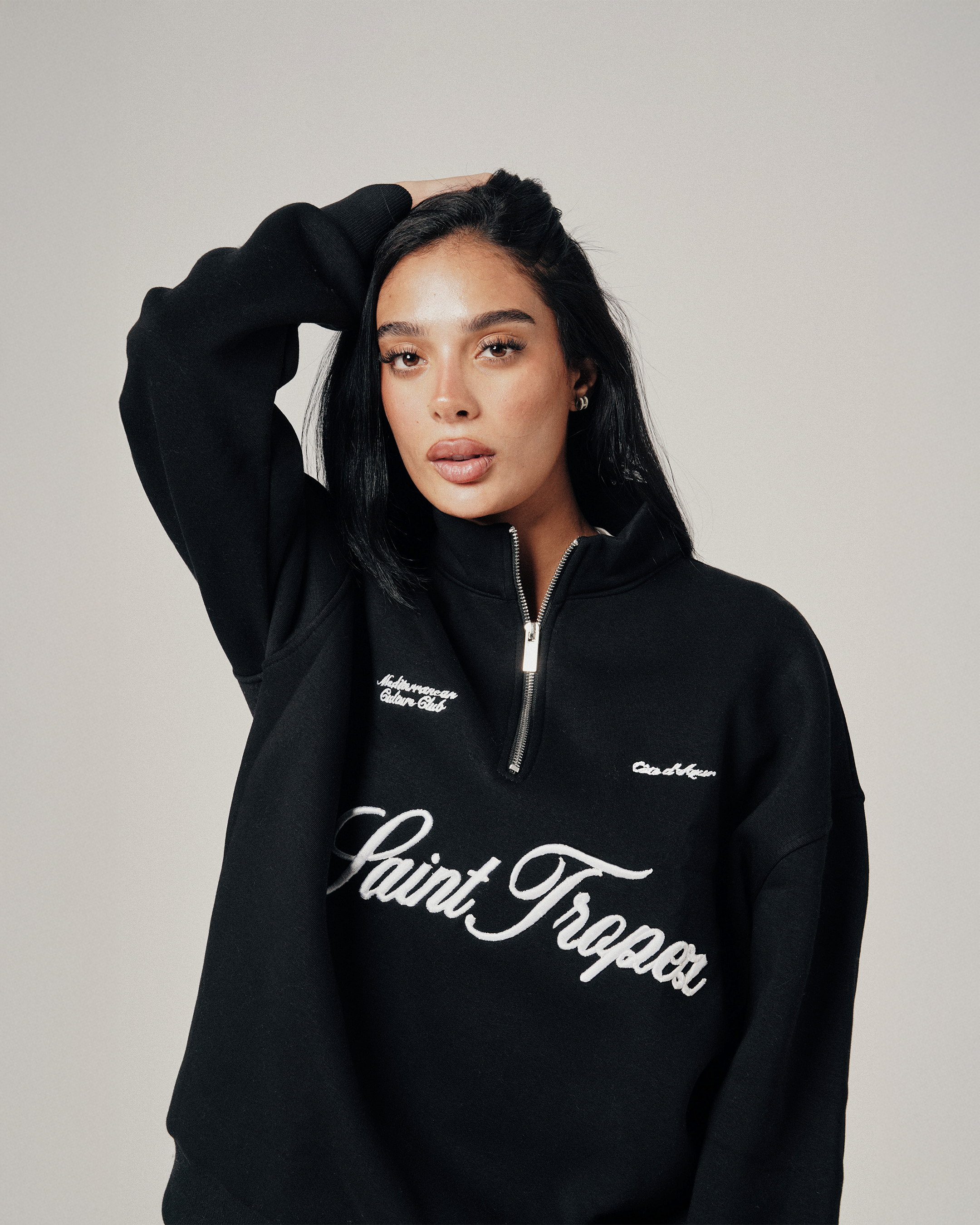 SAINT TROPEZ QUARTER ZIP - BLACK