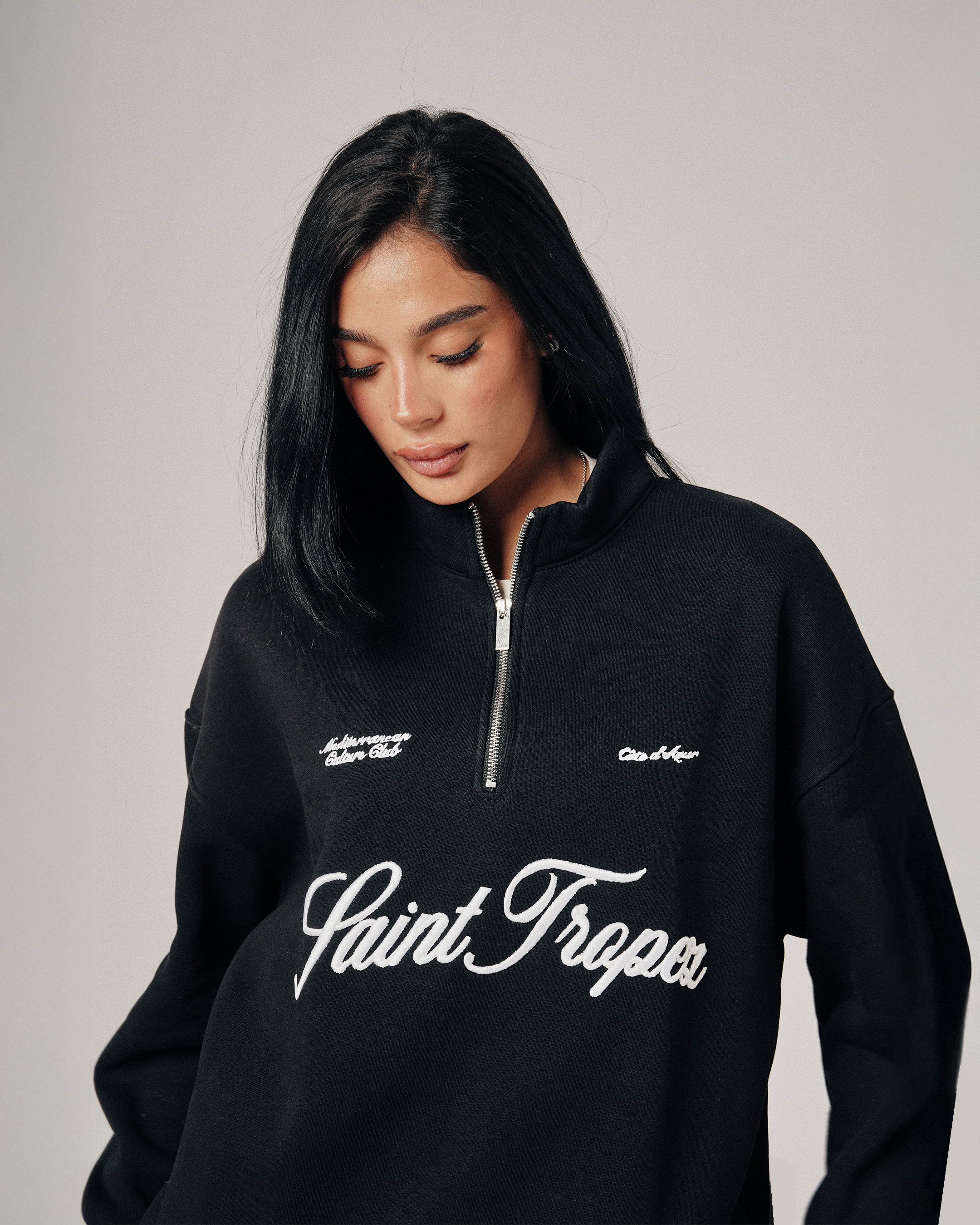 SAINT TROPEZ QUARTER ZIP - BLACK