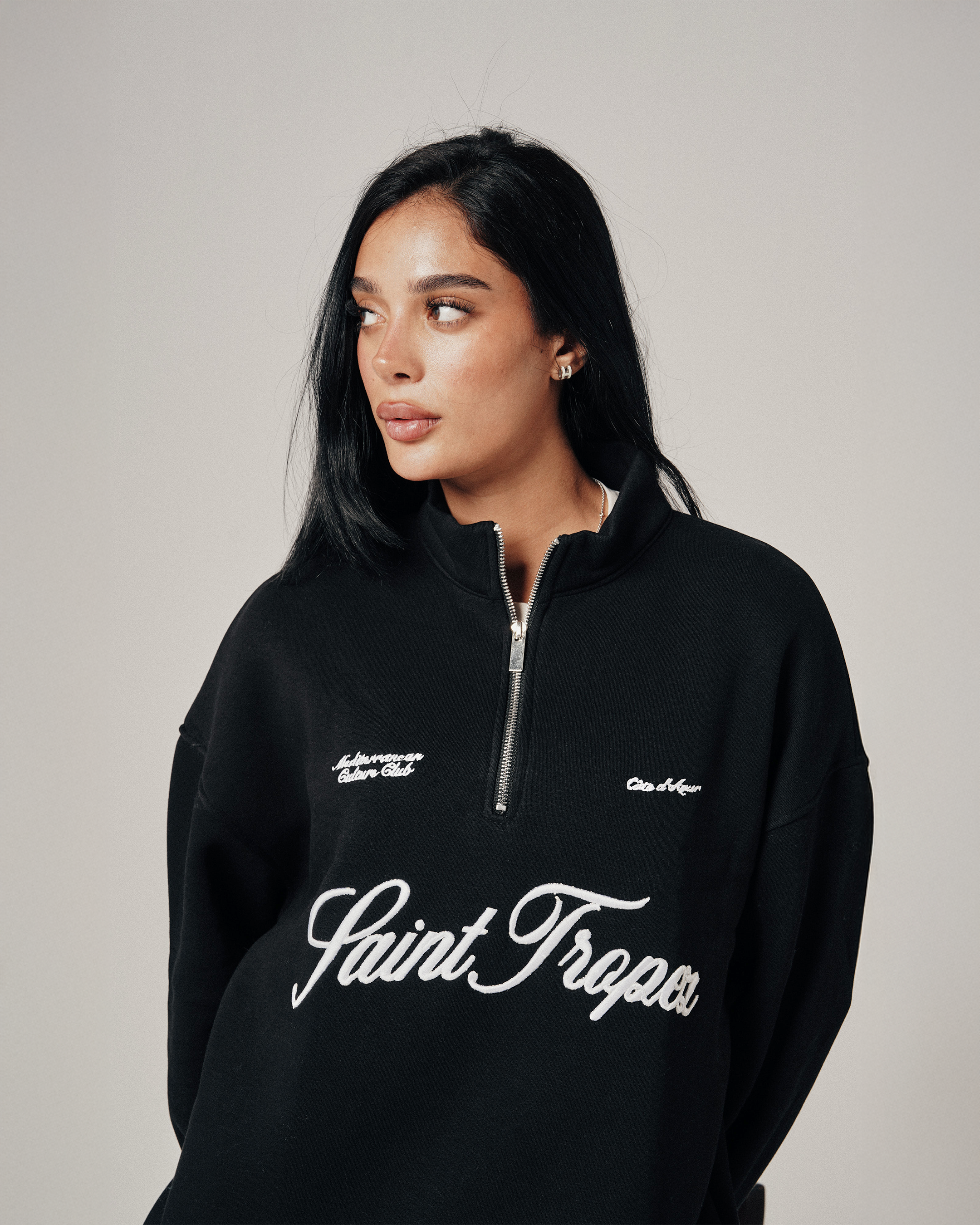 SAINT TROPEZ QUARTER ZIP - BLACK